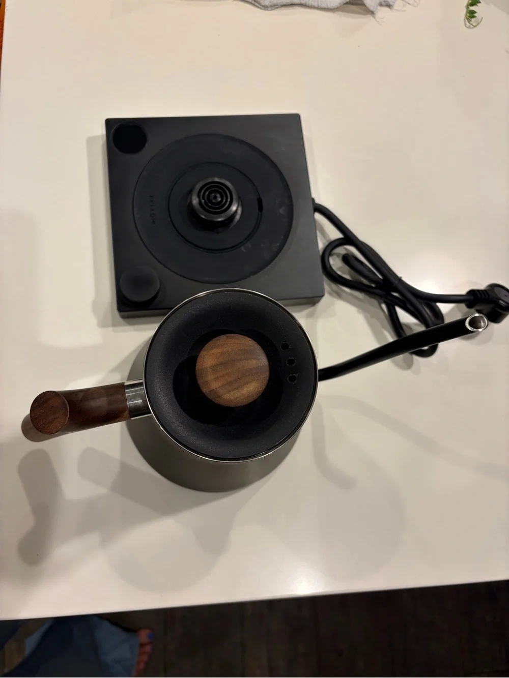 Fellow Matte Black Electric Gooseneck Kettle with Wood Handle